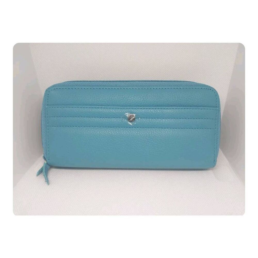 Mundi Women's Aquamarine Double Zip Clutch Wallet
